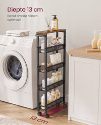 Extra Smalle Keukentrolley met 5 Niveaus en Stalen Handgreep, 13 x 45,4 x 99,6 cm