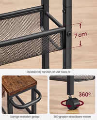 Extra Smalle Keukentrolley met 5 Niveaus en Stalen Handgreep, 13 x 45,4 x 99,6 cm
