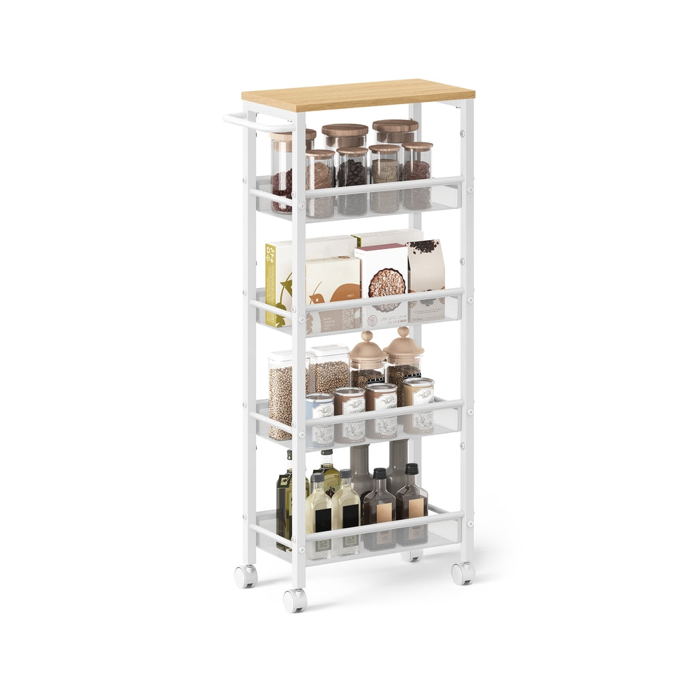 Smalle Keukentrolley met 5 Niveaus op Wielen, 22 x 45,4 x 99,6 cm