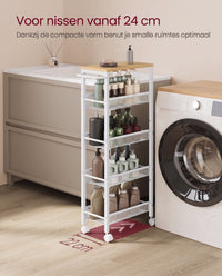 Smalle Keukentrolley met 5 Niveaus op Wielen, 22 x 45,4 x 99,6 cm
