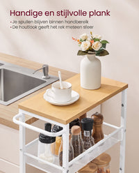 Smalle Keukentrolley met 5 Niveaus op Wielen, 22 x 45,4 x 99,6 cm