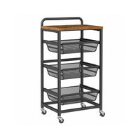 Serveerwagen op Wielen met Uittrekbare Manden en Handgreep, 31,7 x 40 x 76 cm