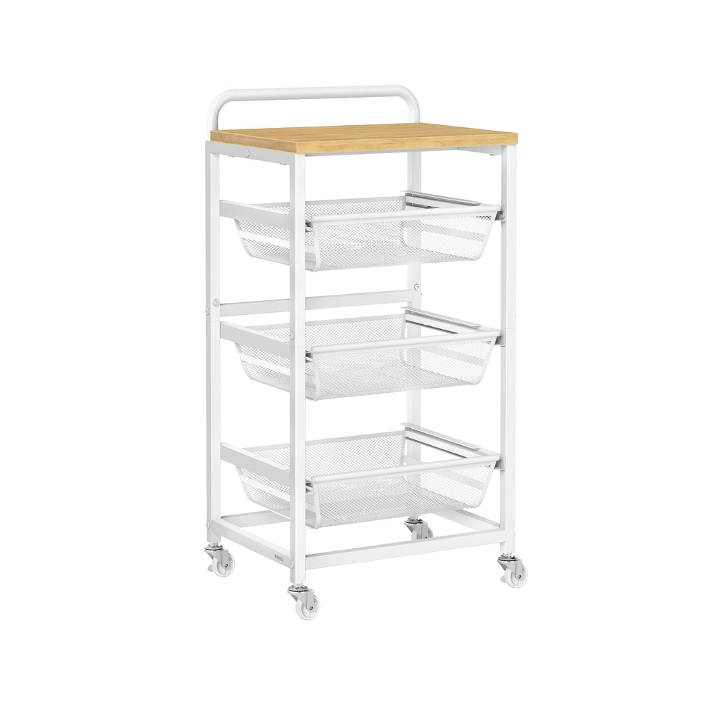 Serveerwagen op Wielen met Uittrekbare Manden en Handgreep, 31,7 x 40 x 76 cm
