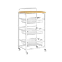 Serveerwagen op Wielen met Uittrekbare Manden en Handgreep, 31,7 x 40 x 76 cm