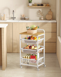 Serveerwagen op Wielen met Uittrekbare Manden en Handgreep, 31,7 x 40 x 76 cm