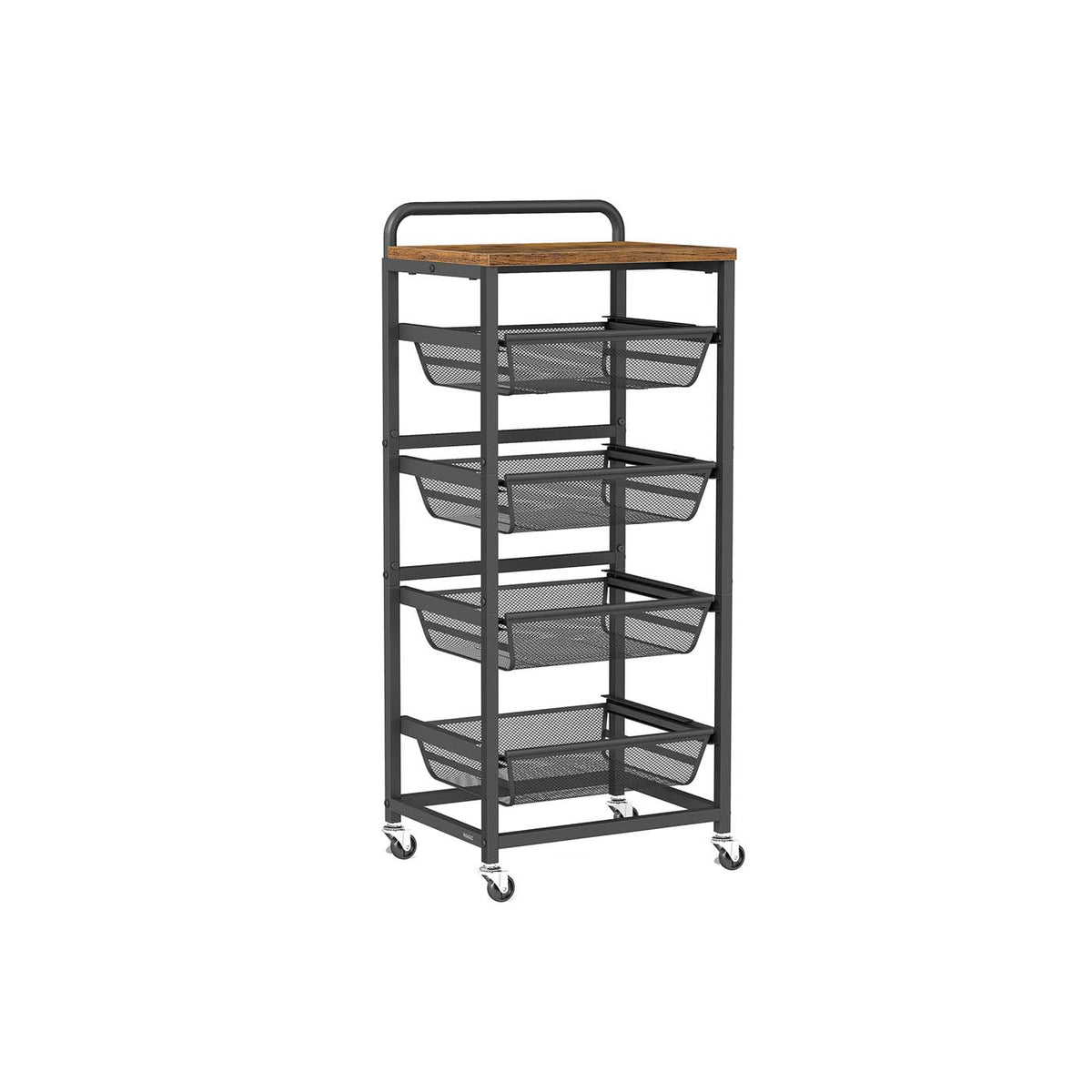 Serveerwagen op Wielen met Uittrekbare Manden en Handgreep, 31,7 x 40 x 76 cm