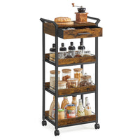 Verrijdbare Opbergwagen met 3 Niveaus en Lade, 30 x 46,2 x 70,5 cm