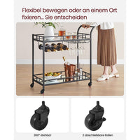 Serveerwagen op Wielen met 2 Spiegelglazen Planken en Flessenhouders, 80 x 38 x 77,5 cm