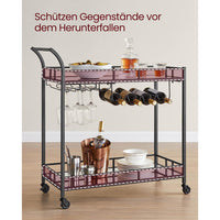 Serveerwagen op Wielen met 2 Spiegelglazen Planken en Flessenhouders, 80 x 38 x 77,5 cm
