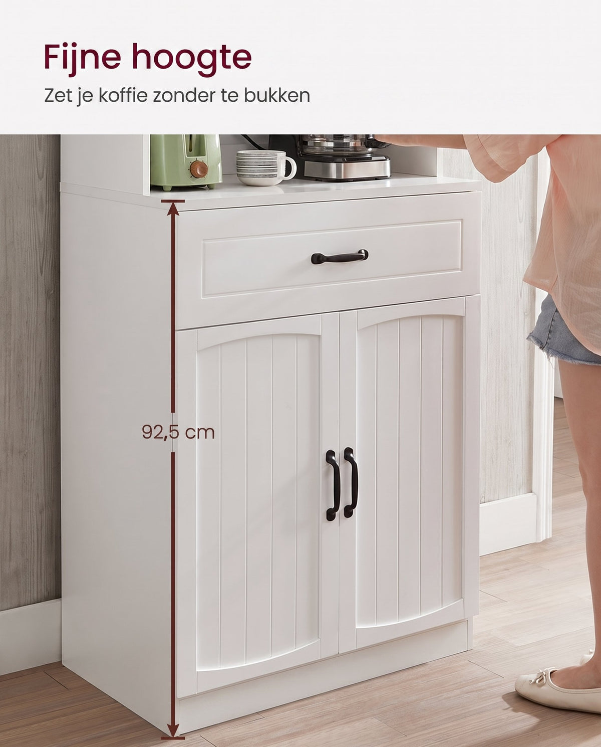 Keukenkast met Glazen Deuren, Verstelbare Planken en Lade, 73 x 180 cm