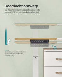 Elektrisch Zit-Sta Bureau met Gesplitst Blad, Stoffen Zak en 4 Geheugenstanden