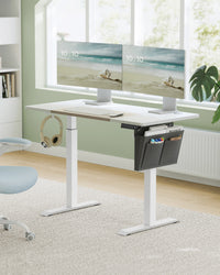 Elektrisch Zit-Sta Bureau met Gesplitst Blad, Stoffen Zak en 4 Geheugenstanden