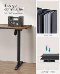 Elektrisch Zit-Sta Bureau met Gesplitst Blad, Stoffen Zak en 4 Geheugenstanden