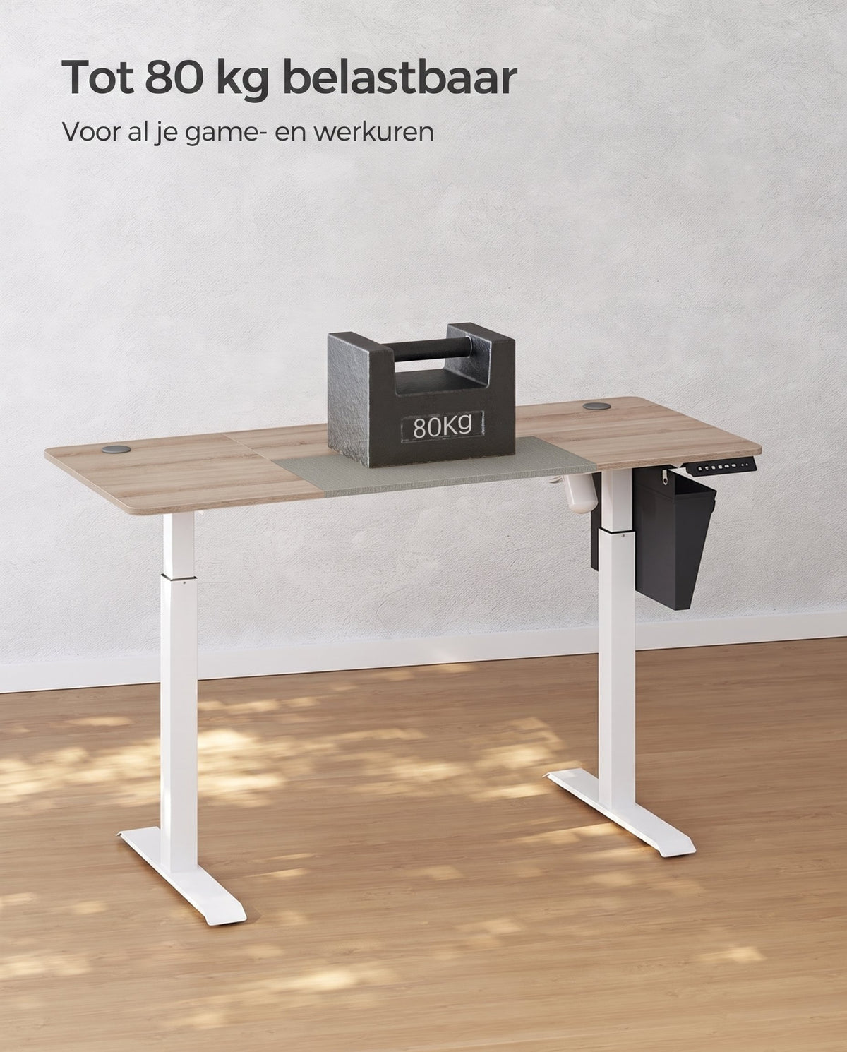 Elektrisch Zit-Sta Bureau met Gesplitst Blad, Stoffen Zak en 4 Geheugenstanden