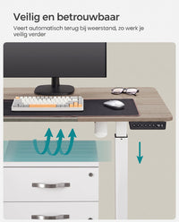 Elektrisch Zit-Sta Bureau met Gesplitst Blad, Stoffen Zak en 4 Geheugenstanden