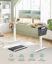Elektrisch Zit-Sta Bureau met 2 Stopcontacten en 3 Haken, 70 x 160 cm