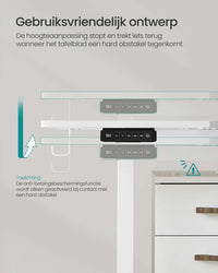 Elektrisch Zit-Sta Bureau met 2 Stopcontacten en 3 Haken, 70 x 160 cm