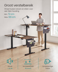 Elektrisch Zit-Sta Bureau met 2 Stopcontacten en 3 Haken, 70 x 160 cm