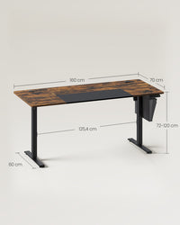 Elektrisch Zit-Sta Bureau met 2 Stopcontacten en 3 Haken, 70 x 160 cm