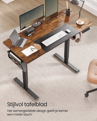 Elektrisch Zit-Sta Bureau met 2 Stopcontacten en 3 Haken, 70 x 160 cm
