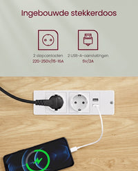 Elektrisch Zit-Sta Bureau met Stopcontact en Lade, 4 Geheugenstanden
