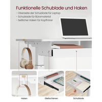 Elektrisch Zit-Sta Bureau met Stopcontact en Lade, 4 Geheugenstanden