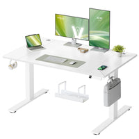 Elektrisch Zit-Sta Bureau met USB-C Snellader en Plank voor Stekkerdoos, 80 cm Diep