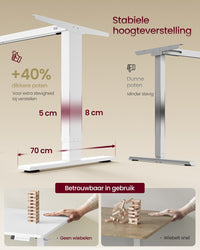 Elektrisch Zit-Sta Bureau met USB-C Snellader en Plank voor Stekkerdoos, 80 cm Diep