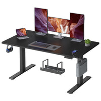 Elektrisch Zit-Sta Bureau met USB-C Snellader en Plank voor Stekkerdoos, 80 cm Diep