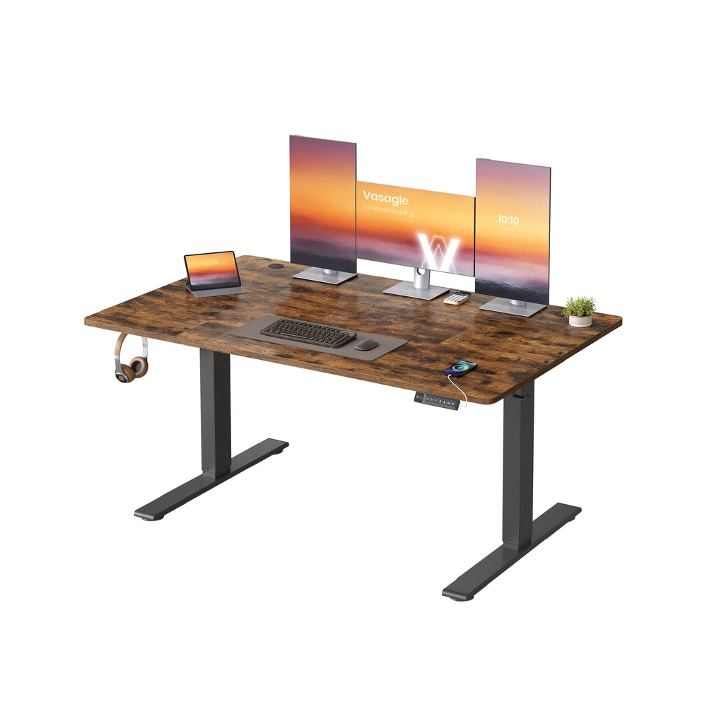 Elektrisch Zit-Sta Bureau met USB-C Snellader en Plank voor Stekkerdoos, 80 cm Diep