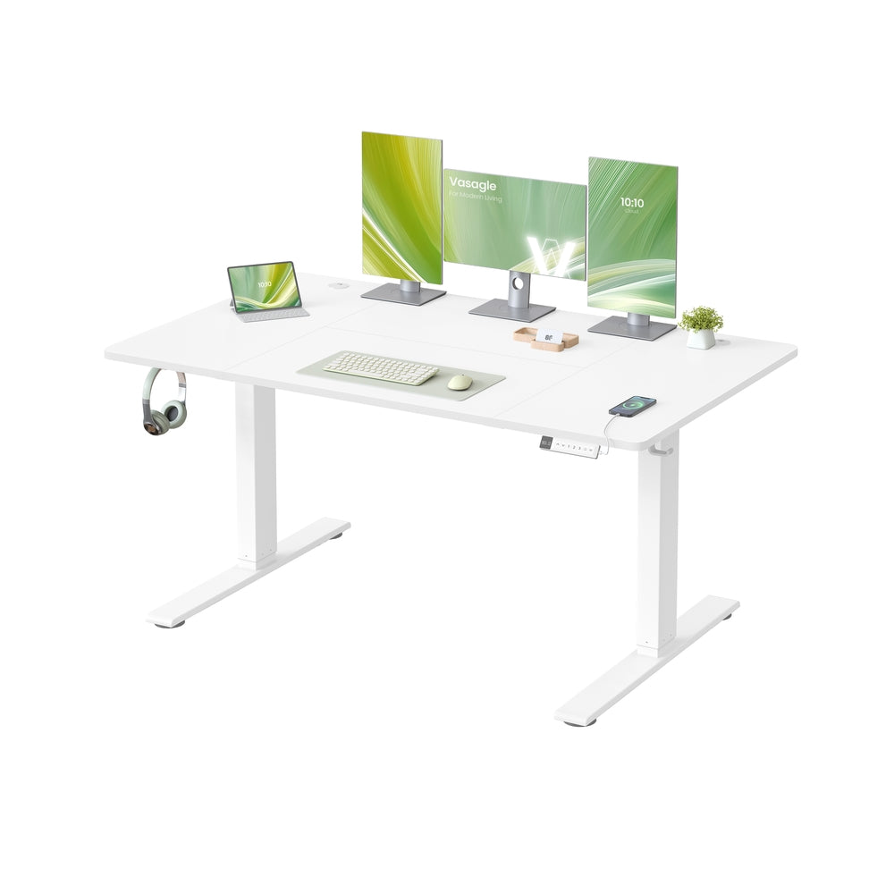 Elektrisch Zit-Sta Bureau met USB-C Snellader en Plank voor Stekkerdoos, 80 cm Diep