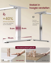 Elektrisch Zit-Sta Bureau met USB-C Snellader en Plank voor Stekkerdoos, 80 cm Diep
