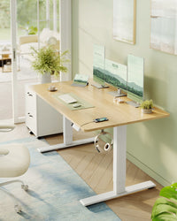 Elektrisch Zit-Sta Bureau met USB-C Snellader en Plank voor Stekkerdoos, 80 cm Diep
