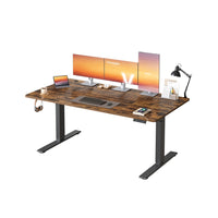 Elektrisch Zit-Sta Bureau met USB-C Snellader en Plank voor Stekkerdoos, 80 cm Diep