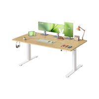 Elektrisch Zit-Sta Bureau met USB-C Snellader en Plank voor Stekkerdoos, 80 cm Diep
