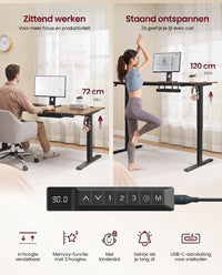 Elektrisch Zit-Sta Bureau met USB-C Snellader en Plank voor Stekkerdoos, 80 cm Diep
