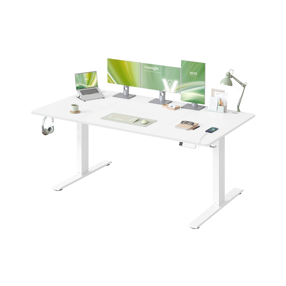 Elektrisch Zit-Sta Bureau met USB-C Snellader en Plank voor Stekkerdoos, 80 cm Diep