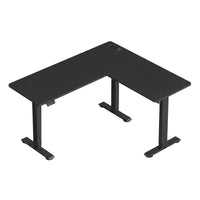 Elektrisch Zit-Sta Hoekbureau met Stopcontacten en Wielen, 160 x 140 cm