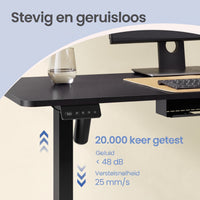 Elektrisch Zit-Sta Hoekbureau met Stopcontacten en Wielen, 160 x 140 cm