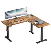 Elektrisch Zit-Sta Hoekbureau met Stopcontacten en Wielen, 160 x 140 cm