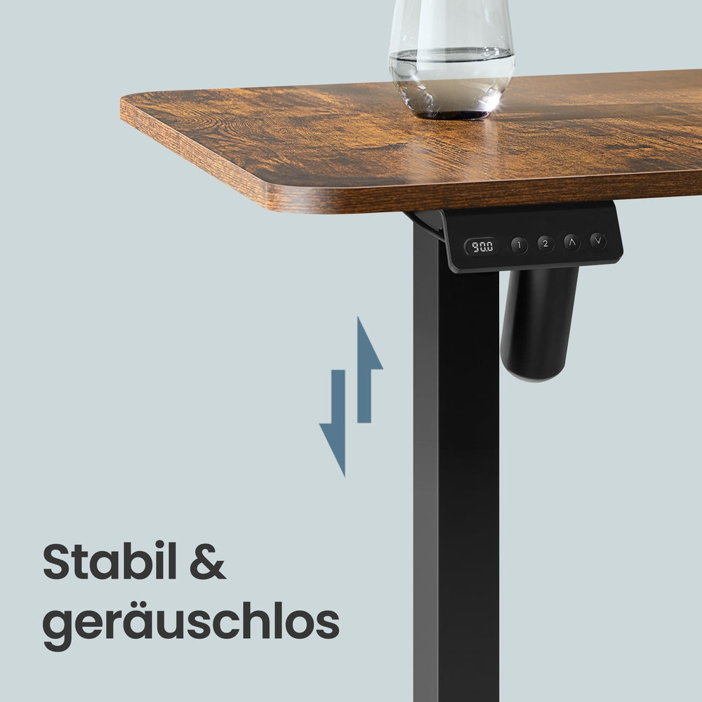 Elektrisch Zit-Sta Hoekbureau met Stopcontacten en Wielen, 160 x 140 cm