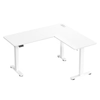 Elektrisch Zit-Sta Hoekbureau met Stopcontacten en Wielen, 160 x 140 cm