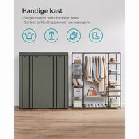 Stoffen Kledingkast met 12 Planken, Kledingroede en 3 Roldeuren, 150 x 45 x 175 cm