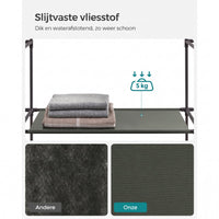 Stoffen Kledingkast met 12 Planken, Kledingroede en 3 Roldeuren, 150 x 45 x 175 cm