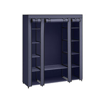 Stoffen Kledingkast met 12 Planken, Kledingroede en 3 Roldeuren, 150 x 45 x 175 cm