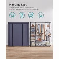 Stoffen Kledingkast met 12 Planken, Kledingroede en 3 Roldeuren, 150 x 45 x 175 cm