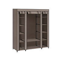 Stoffen Kledingkast met 12 Planken, Kledingroede en 3 Roldeuren, 150 x 45 x 175 cm