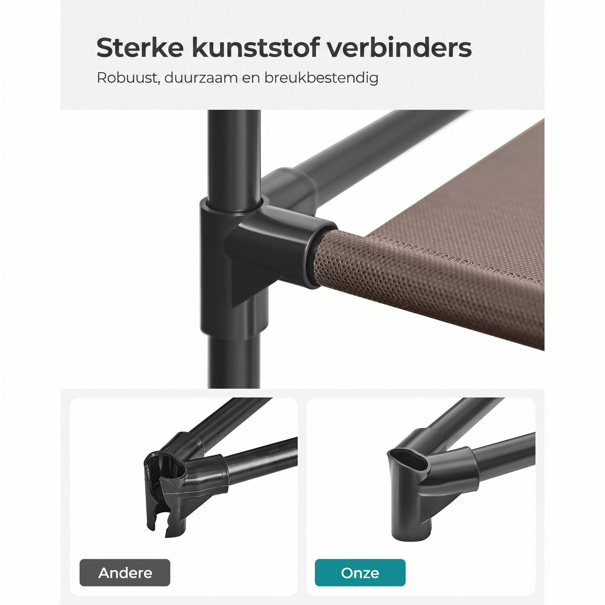 Stoffen Kledingkast met 12 Planken, Kledingroede en 3 Roldeuren, 150 x 45 x 175 cm