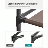 Stoffen Kledingkast met 12 Planken, Kledingroede en 3 Roldeuren, 150 x 45 x 175 cm