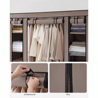 Stoffen Kledingkast met 12 Planken, Kledingroede en 3 Roldeuren, 150 x 45 x 175 cm